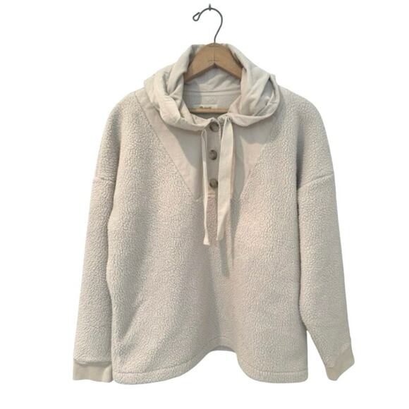 Madewell Resourced Fleece Button Front Hoodie Sweatshirt Women's Size Small - Picture 1 of 9